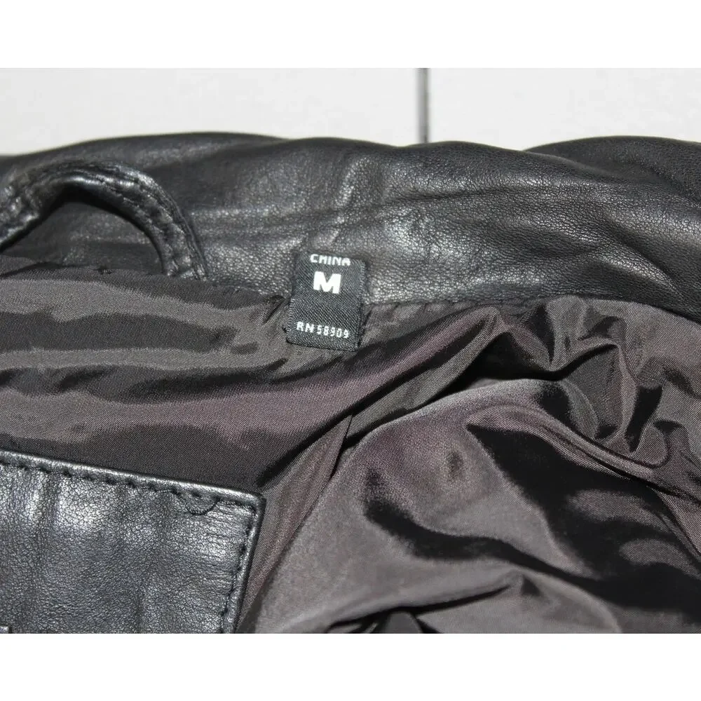 Murano Men’s Genuine Lambskin Leather Size Medium Black Textured